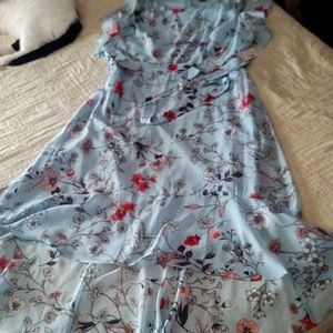 Roz & Ali Hi low dress sz 16 flutter sleeve split lined